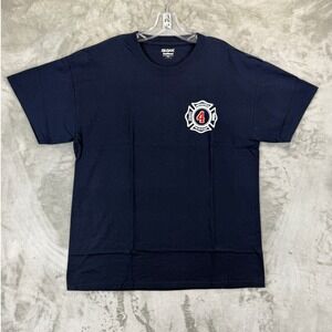 VTG Gildan Indianapolis Fire Department Engine 4 Ladder 4 Navy T-Shirt Large